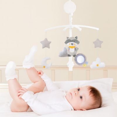 Mobile bébé coloré stimulant Musical Apaisant Raton Laveur