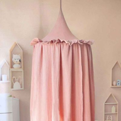 Ciel de lit bébé coton luxueux rose Nuage Poudré