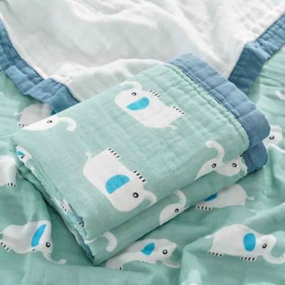Couverture bébé douce mousseline éléphants Nuage de Mousseline