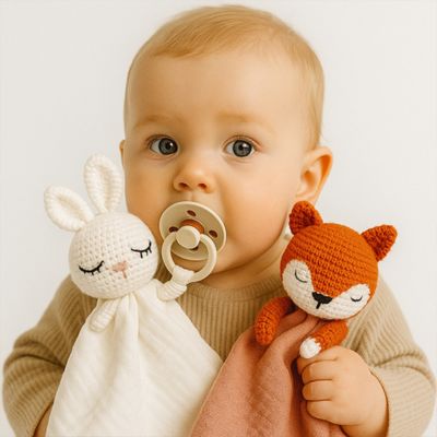 Doudou bebe doudou réconfortant fait main Cozy Crochet Friends