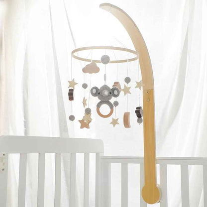 Mobile bébé doux apaisant tricoté Bois et Laine Éveil Artisanal