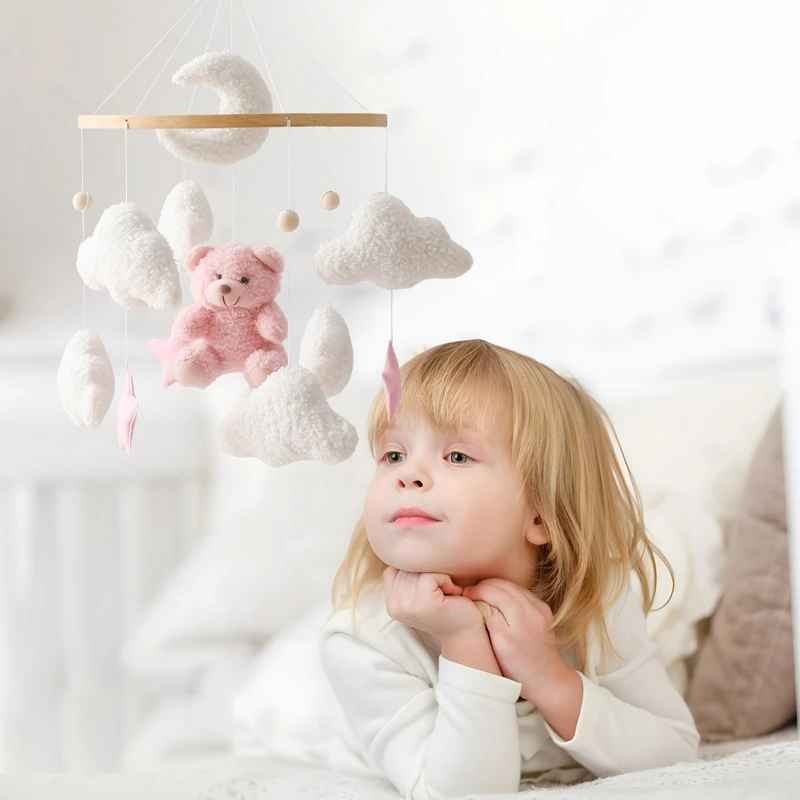 Mobile bébé musical doux chaleureux Ours Rose Berceuses apaisantes