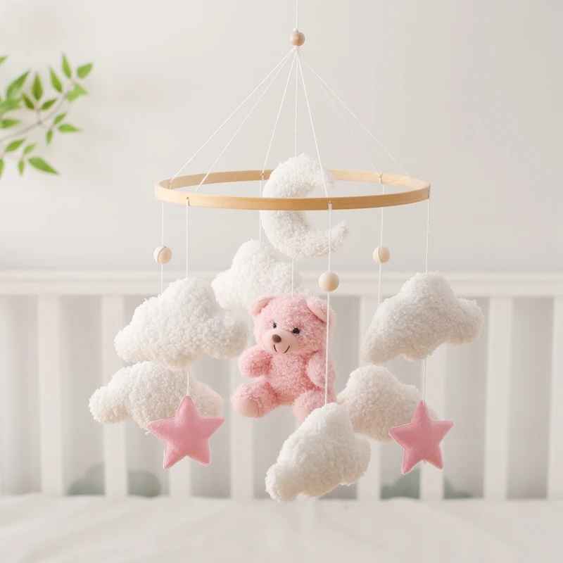 Mobile bébé musical doux décoratif Ours Rose Berceuses apaisantes