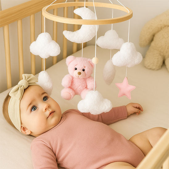 Mobile bébé musical doux design charmant Ours Rose Berceuses apaisantes
