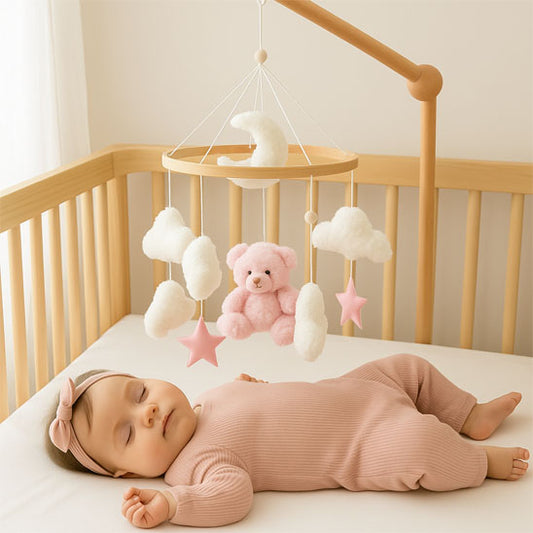 Mobile bébé musical doux conformant Ours Rose Berceuses apaisantes