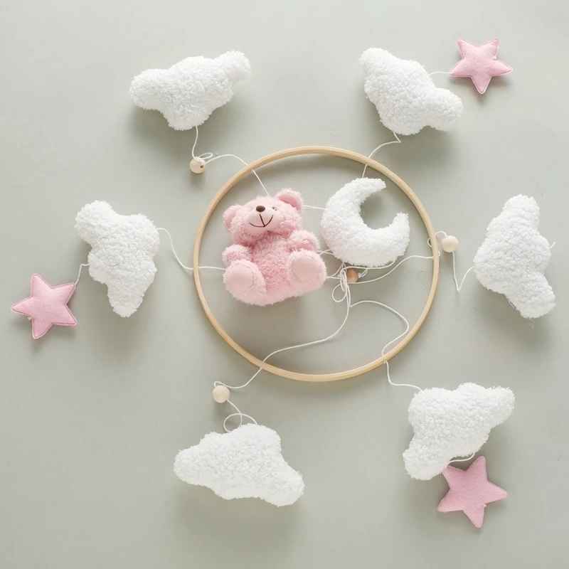 Mobile bébé musical motifs doux chaleureux Ours Rose Berceuses apaisantes