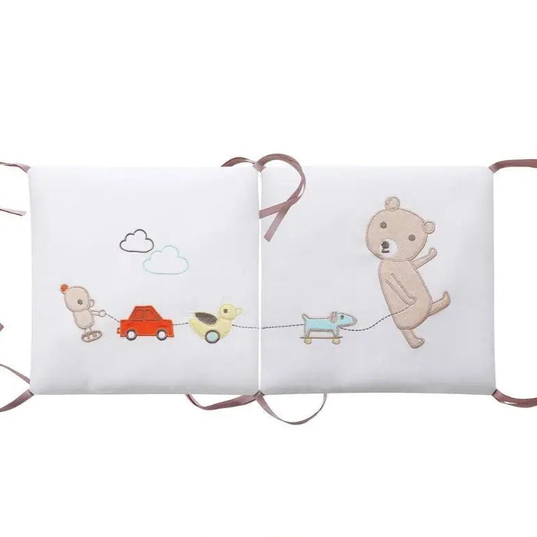 Tour de lit bébé panneaux carres OURS Coton Bio Sécurité