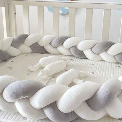 Tresse de lit bébé douce blanc gris BRINOU