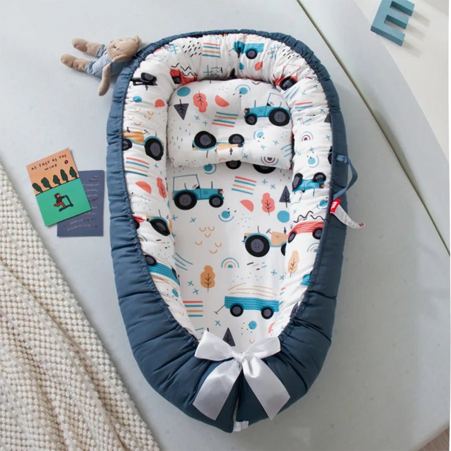 Berceau bébé léger cocon douillet nidportablebébé voiture bleue
