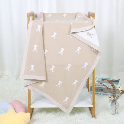 Couverture bébé douce lapin tricot beige accroché Lapinou Douillet