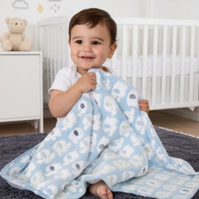 Couverture bebe douce rassurante éléphanteau douceur