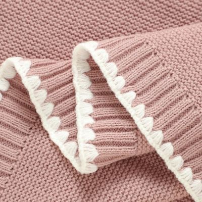 Couverture bébé douce tricote rose zoom La Maillette