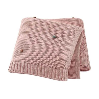 Couverture bébé tricotée douce rose poudre Nid Tricoté
