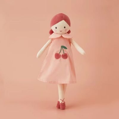 doudou variante robe rose avec cerise poupée câline