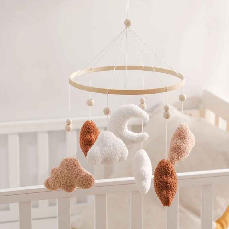 mobile musique bebe doux naturel Nuages Marron Berceuses Apaisantes