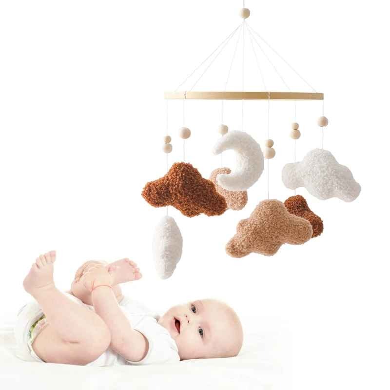 mobile musique bebe doux stimulant léger Nuages Marron Berceuses Apaisantes