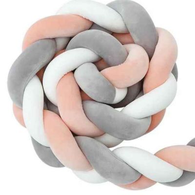 Tour de lit tressé doux détail rose pêche ZigZou