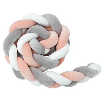 Tour de lit tressé doux rose pêche ZigZou