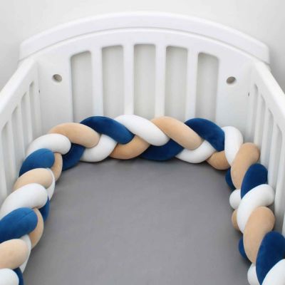 Tresse de lit 4m douce moelleuse blanc beige bleu ultra câline